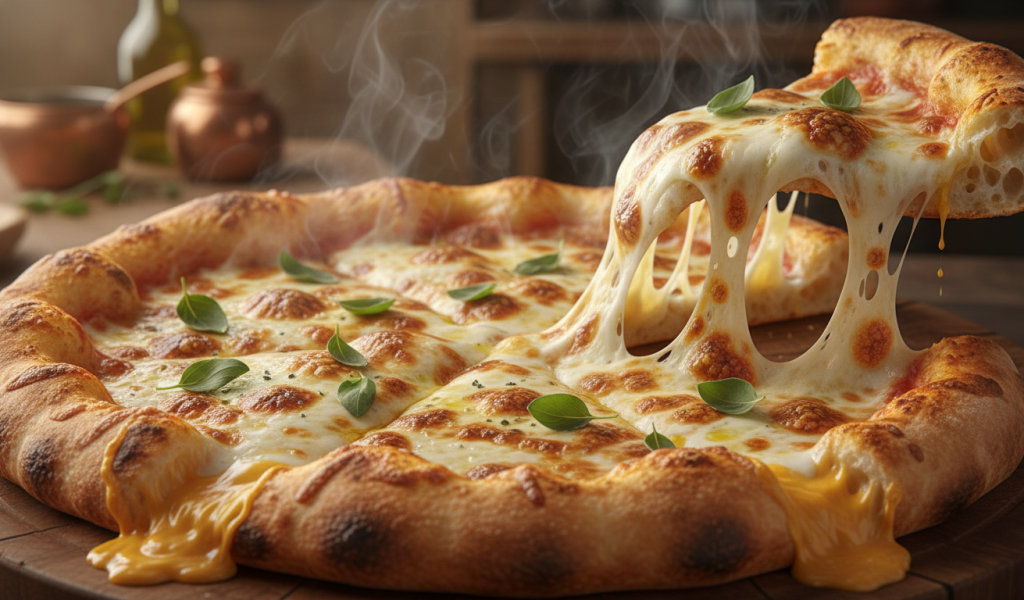 Mussarela com borda de cheddar