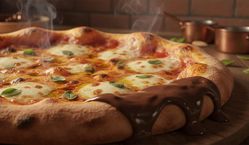 Mussarela com borda de chocolate